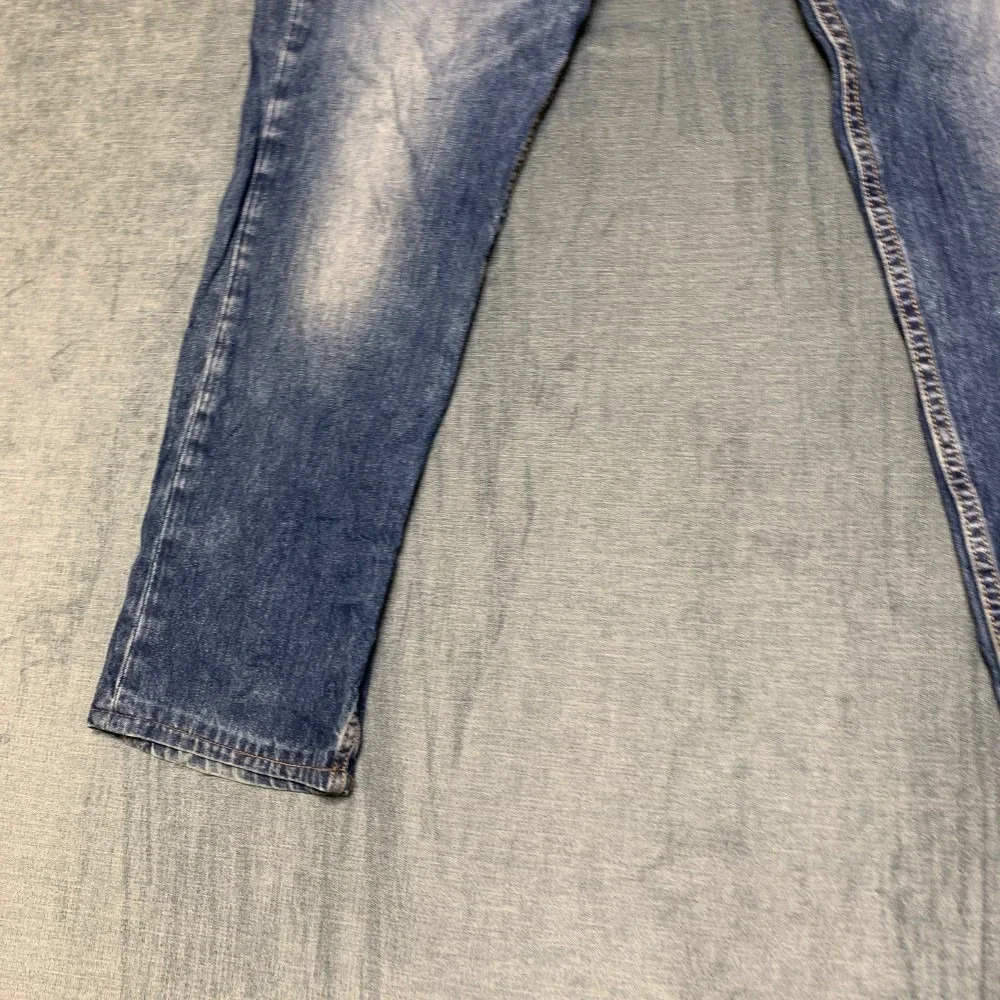 Levi's Jeans Mens 29x38 Blue Whiskering Denim Stretch Medium Wash Straight Leg